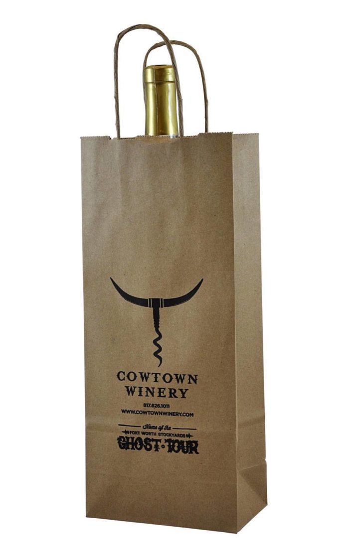 Natural Kraft Wine Tote with Twisted Paper Handles