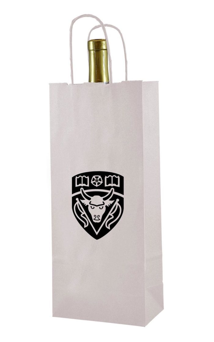 White Kraft Wine Tote with Twisted Paper Handles